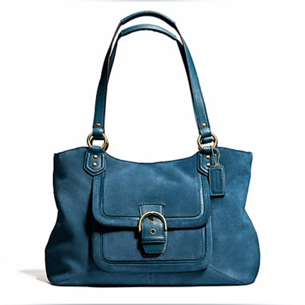 Coach EUC+ Teal Green Suede Shoulder Bag